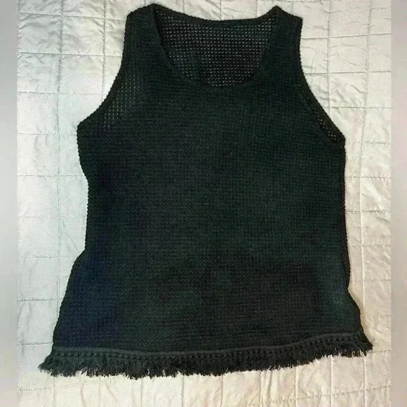 SHEIN Set Lune Tank Top And Fringe Trim Shorts Color Black Size Large - Picture 4 of 9